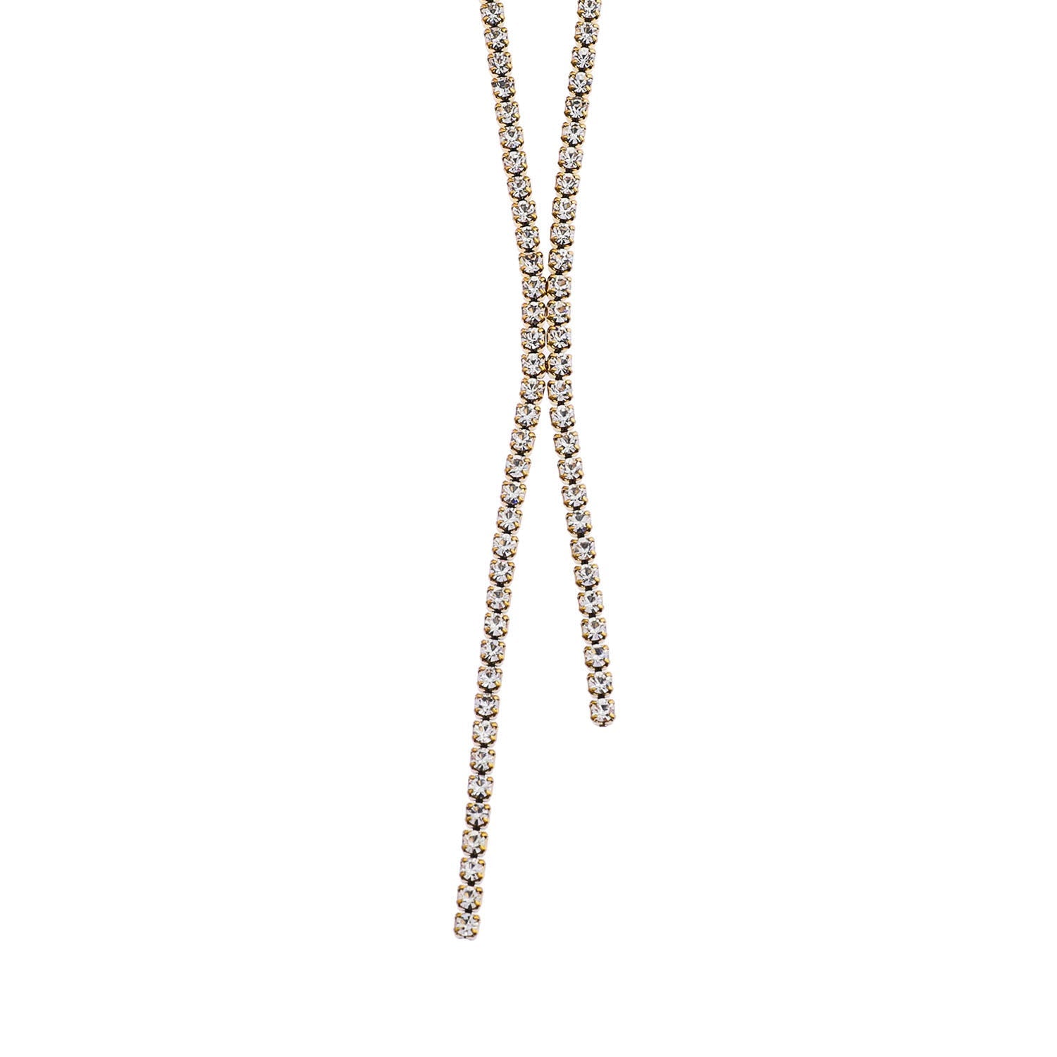 Collier DIANA avec chaîne perlée et détail lariat en zircone pavé.