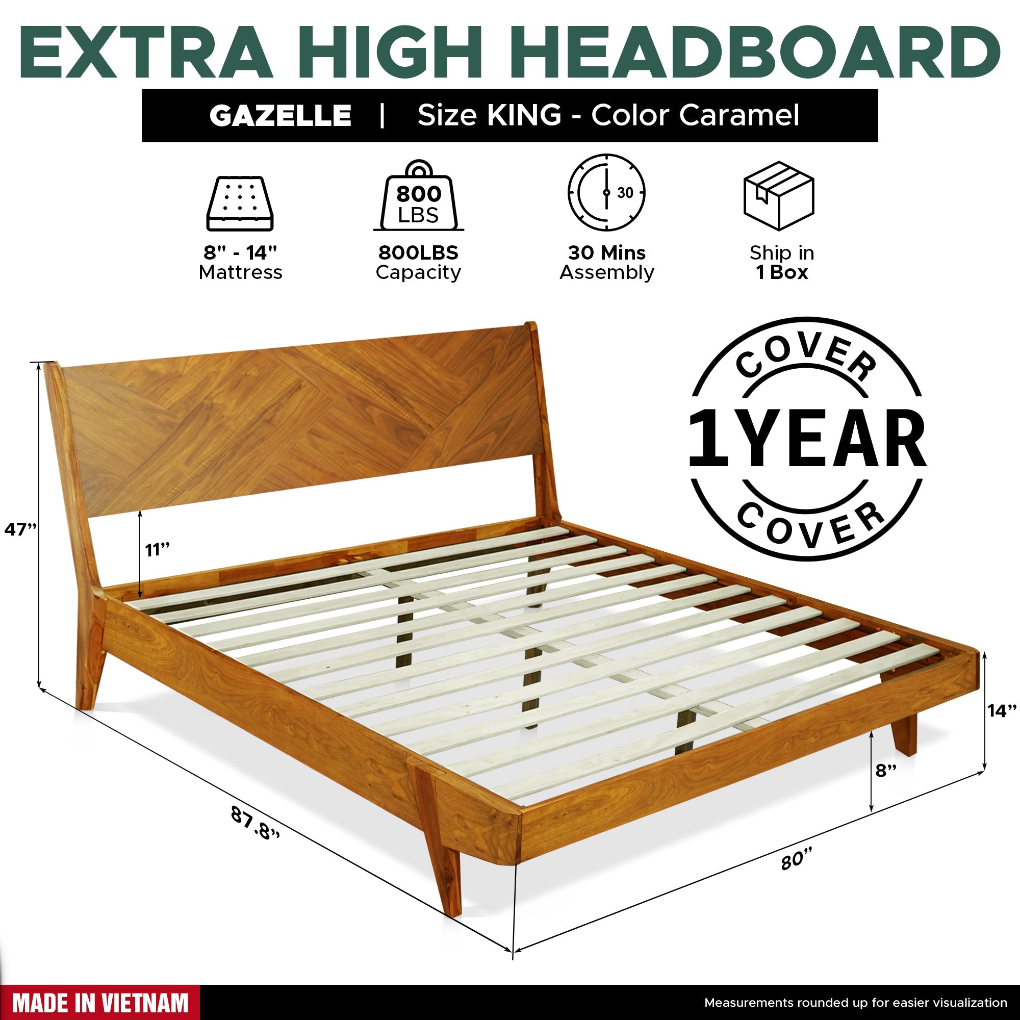 Gazelle Solid Wood Bed Frame