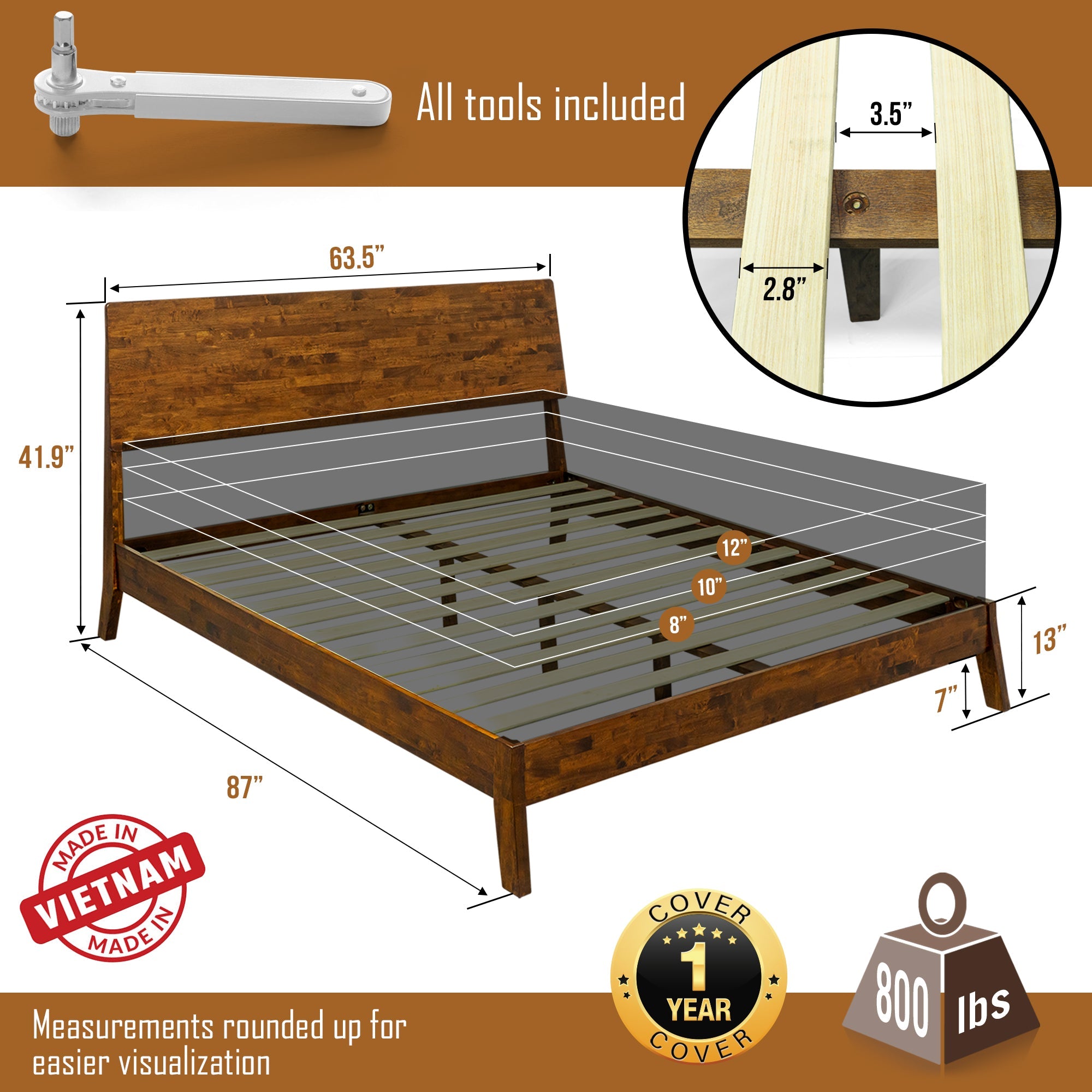 Serenity Deluxe Wood Platform Bed Frame