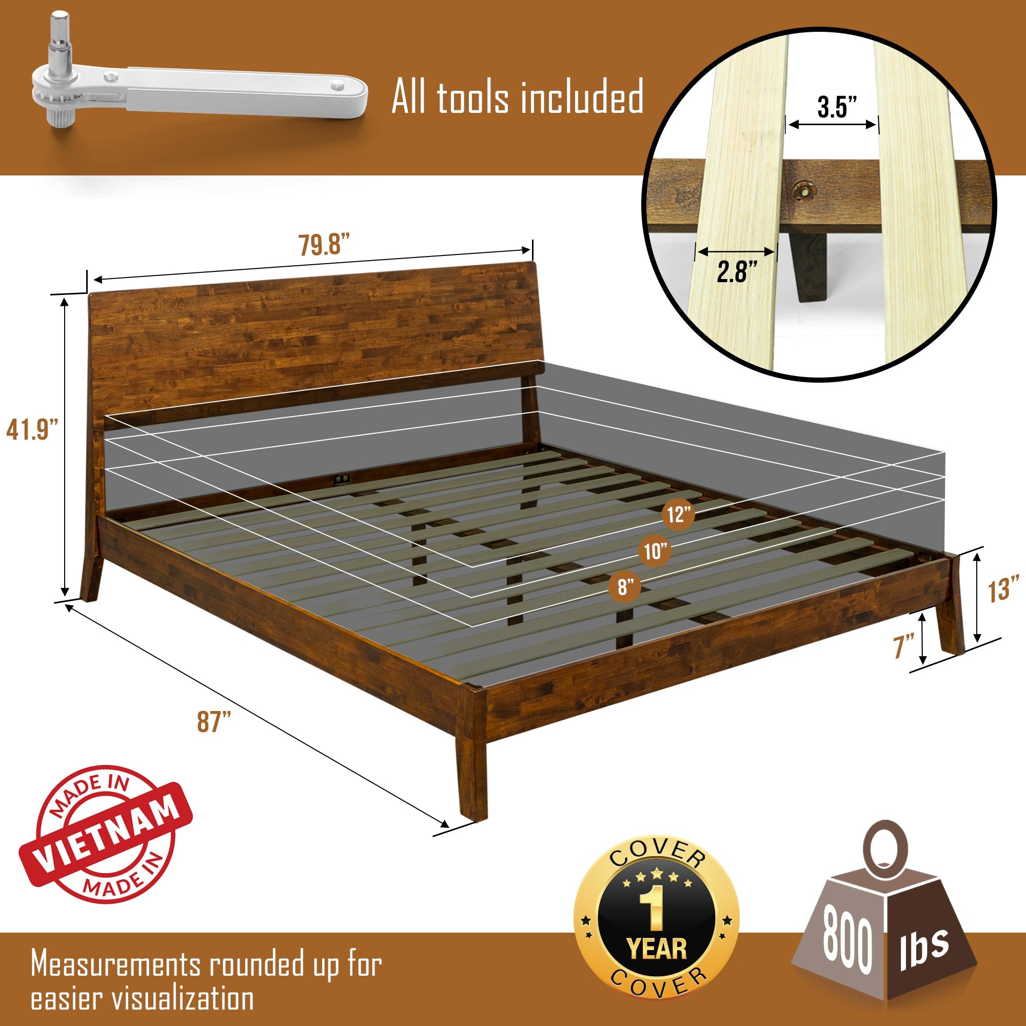 Serenity Deluxe Wood Platform Bed Frame