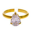 DIMONDA : Bague en or classique avec une pierre de zircone en forme de goutte d'eau comme pièce centrale.