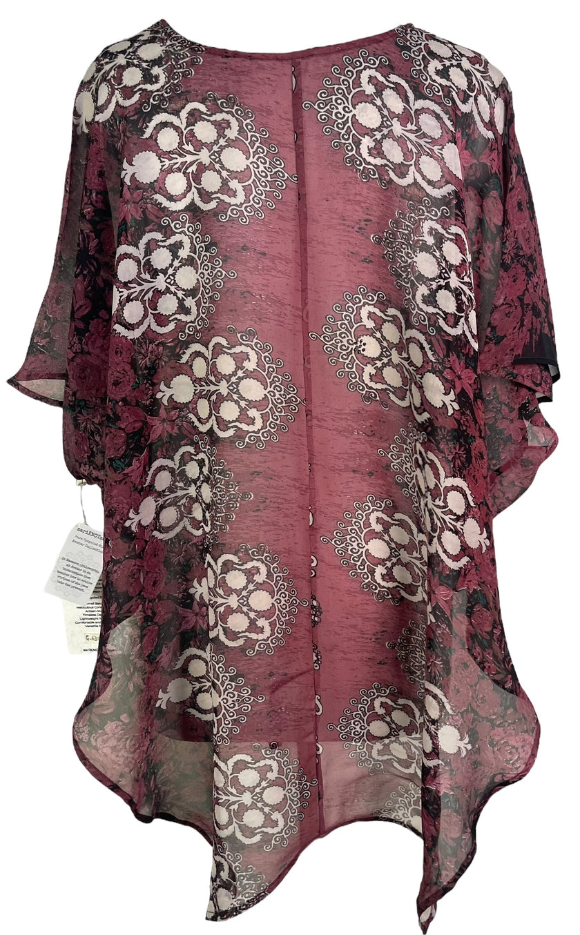 PRG6319 Sheer Avatar Pure Silk Waterfall Top