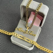 DIY Stainless Steel Nameplate Engraved Letter Pendant Necklace & Bracelet Set