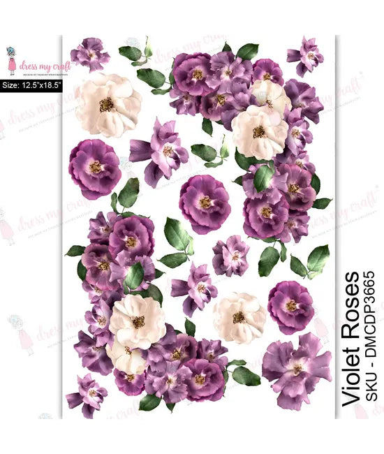 Dress My Craft Transfer Me - Violet Roses (12.5