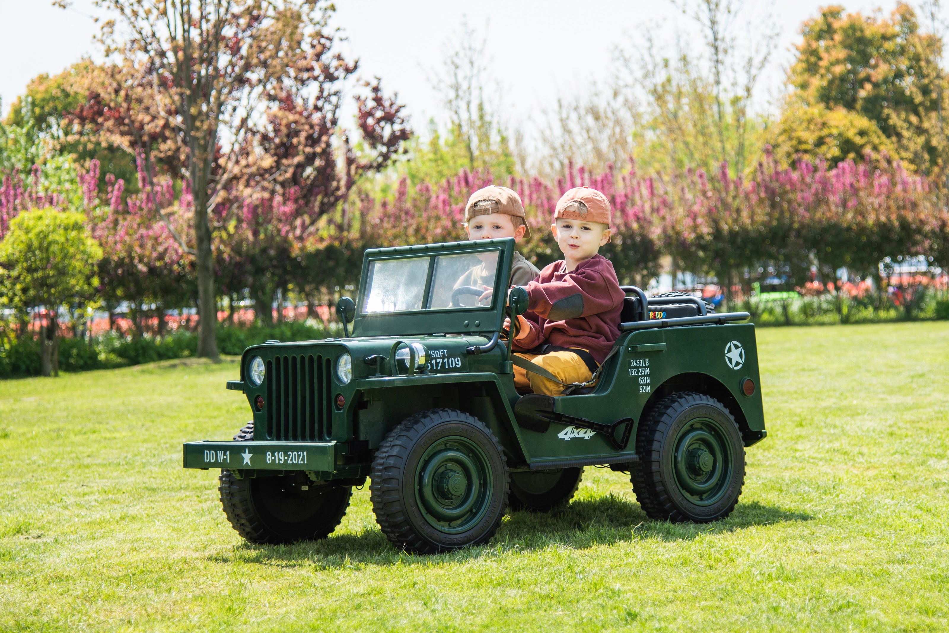 24V Army Jeep 3 Seater DELUXE Kids Ride On Car with Remote Control