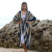 Bold Abstract Tie Dye Long Kimono In Grey & Gold