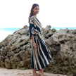 Bold Abstract Tie Dye Long Kimono In Grey & Gold