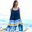 Beach Stripe & Tie Dye Short Tiered Dress In Navy
