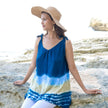 Beach Stripe & Tie Dye Long Tank Top In Navy