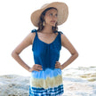 Beach Stripe & Tie Dye Long Tank Top In Navy