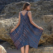 Handkerchief Dress In Denim & Gold Tie Dye