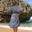 Long Kimono In Denim & Gold Tie Dye