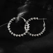 Style SPRINGDALE Silver: Textured Geometric Square Beaded Hoop Earrings