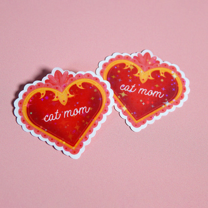 Purrfect Cat Mom Heart Sticker