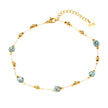 GIROC : Bracelet de cheville en chaîne, perles dorées et pierres naturelles de turquoise africaine.