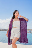 Mid Length Popcorn Knit Kimono - Purple