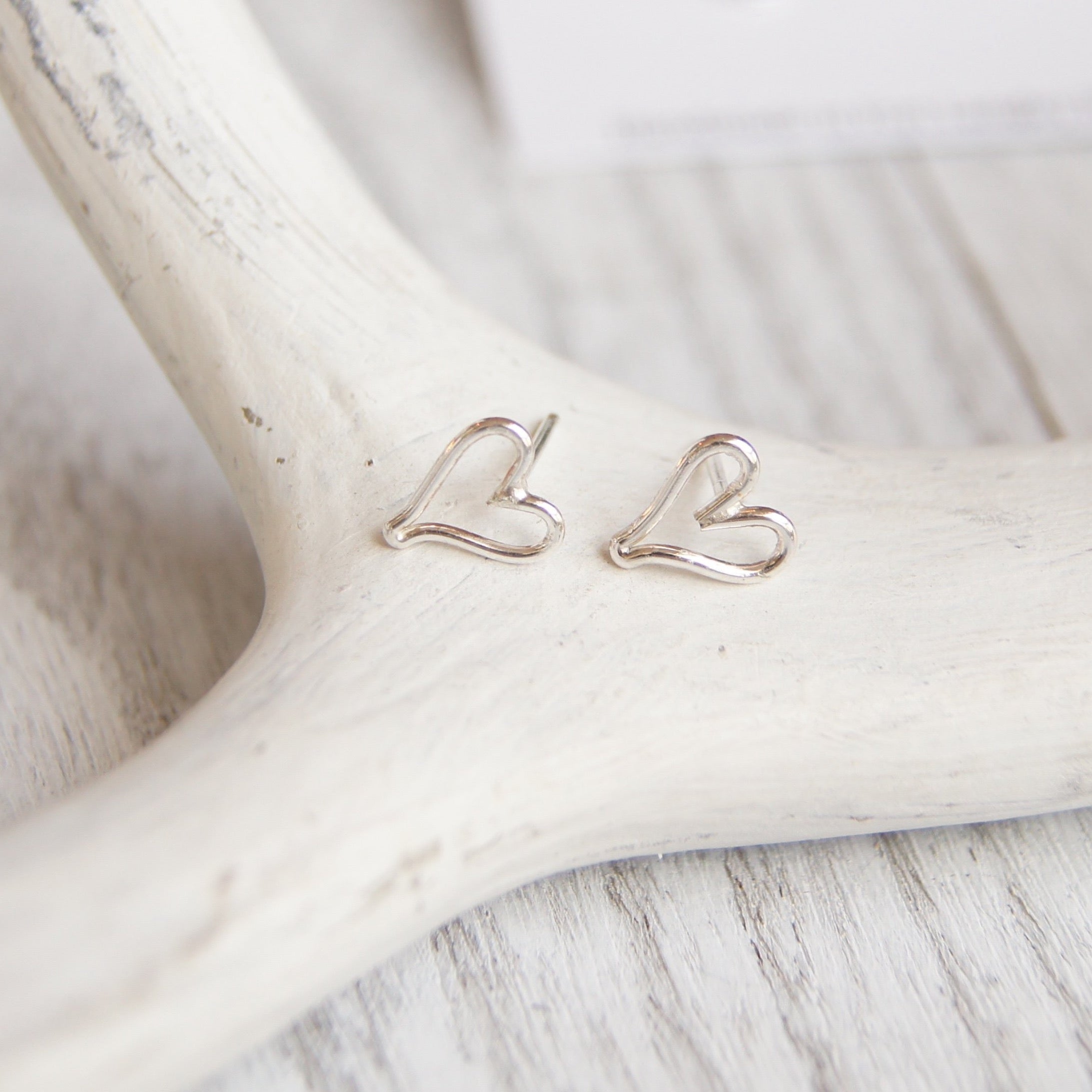 Heart stud earrings silver