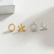 OX Silver (White Gold): Hugs, Kisses & Sparkle Stud Earrings