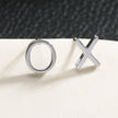 OX Silver (White Gold): Hugs, Kisses & Sparkle Stud Earrings