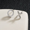 OX Silver (White Gold): Hugs, Kisses & Sparkle Stud Earrings