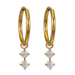 MORTAINA Gold: Retro Inspired Mini Hoops with Duo Zirconia Charms