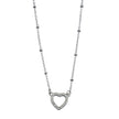 CHERISH Argent (Or Blanc) : Chaîne perlée rehaussant un élégant pendentif en forme de cœur pavé.