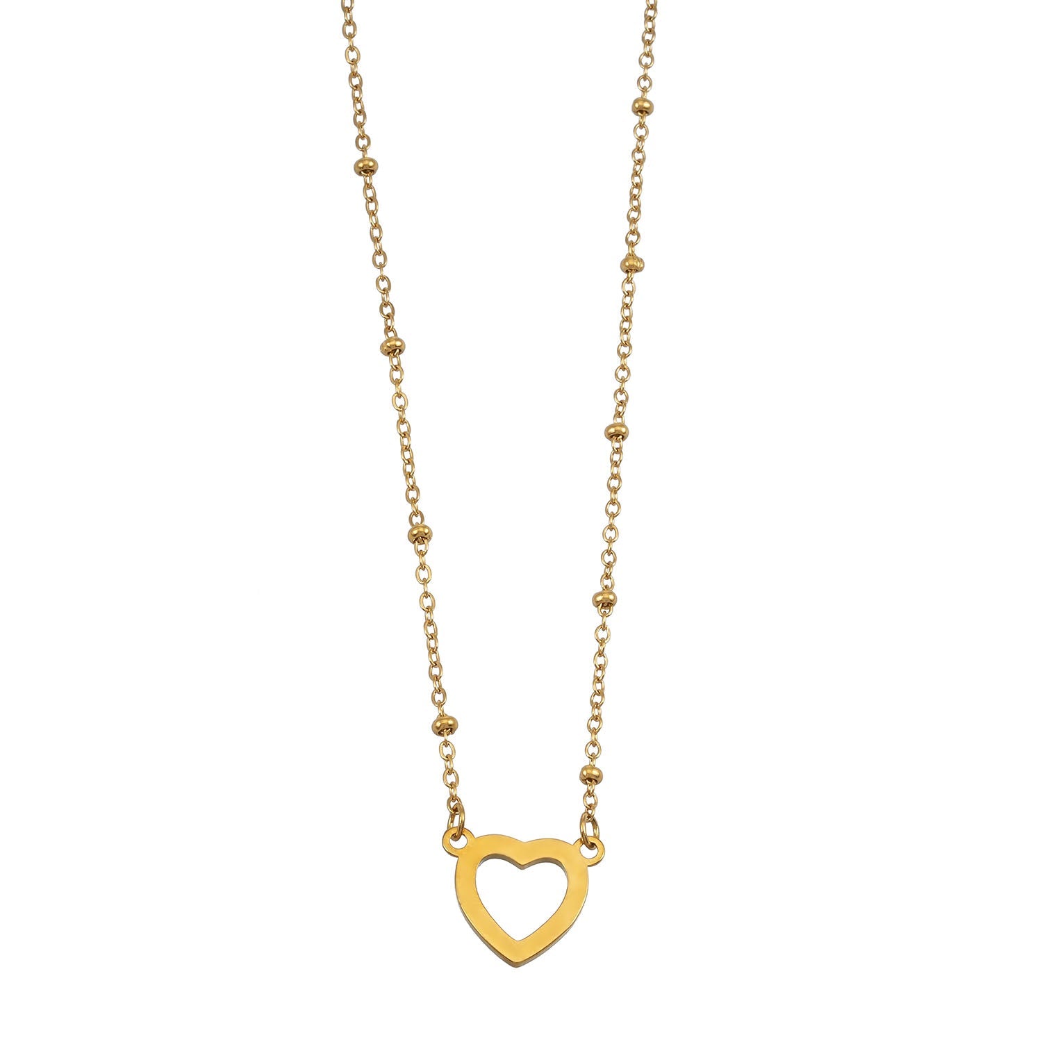 Style CHERISH Or : Chaîne perlée rehaussée d'un élégant pendentif en forme de cœur pavé.