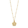 MELRINA Gold - Vintage Bloom: Beaded Chain Necklace with Pave Zirconia Flower Charm