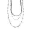GEILNAR:  Triple Layer Mixed-Chain Necklace in Silver