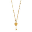JAZRINA Gold: Pavé Key & Heart Pendant on a Paper Clip Chain Necklace