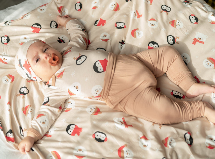 Bamboo L/S Onesie (Snowy Faces Print)