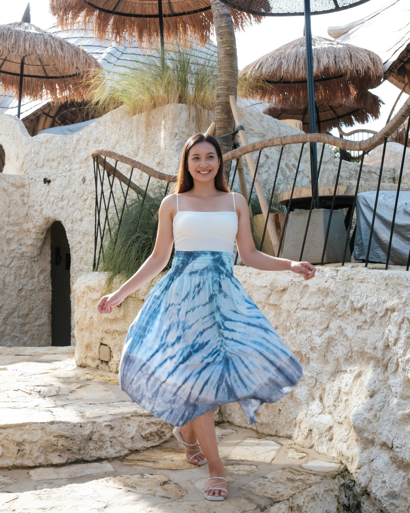 Bone Tie Dye Handkerchief Skirt - Blue