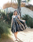 Abstract Tie Dye Handkerchief Dress -  Grey & Gold