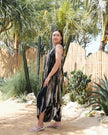 Abstract Tie Dye Design Romper - Grey & Gold Mix