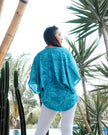 Leaf Print Short Kimono - Mint & Grey