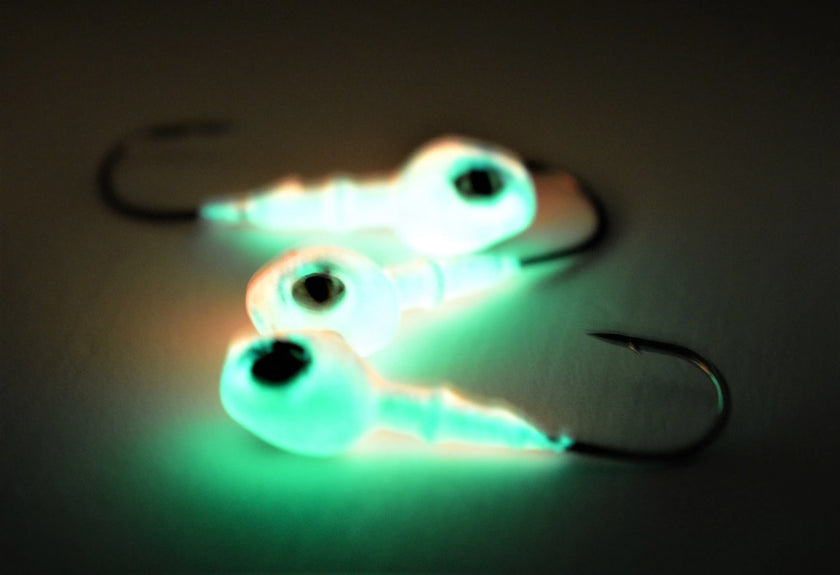 🍁Big Sky Snake Eye 1/4oz Glow Jigs 3/pack