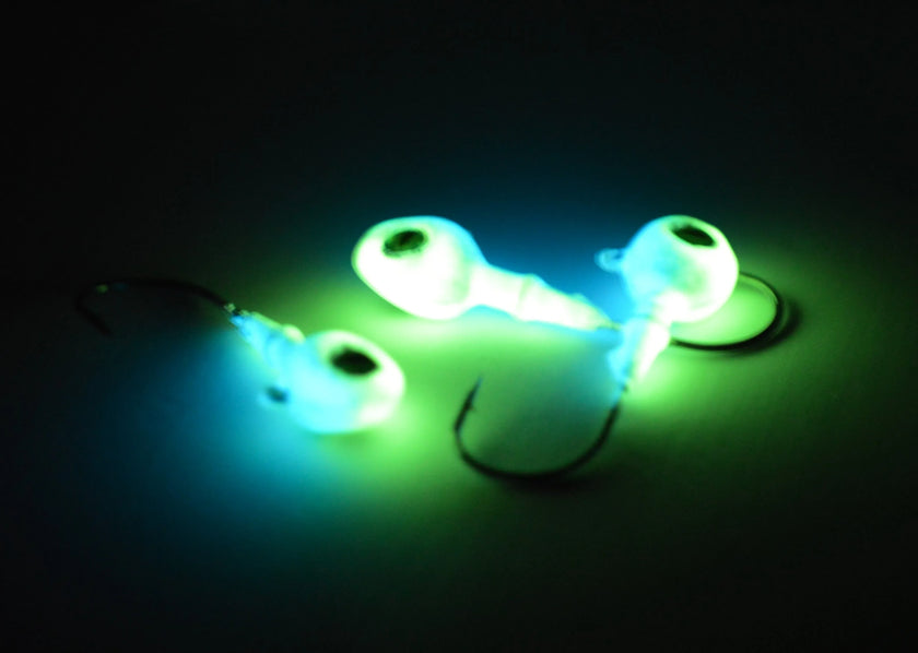 🍁Big Sky Snake Eye 1/4oz Glow Jigs 3/pack