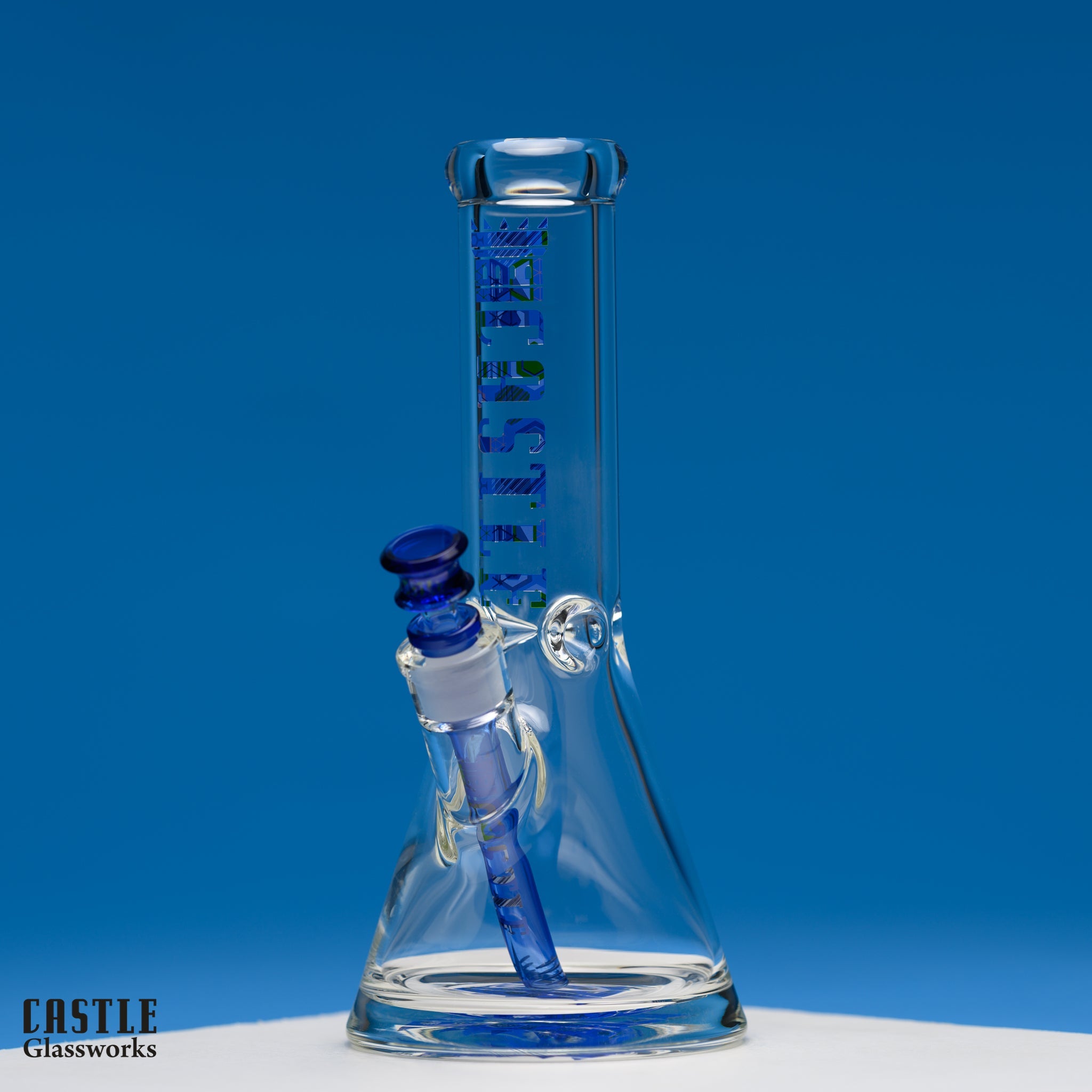 12 Inch 9mm Beaker Bong with Ice Pinch | Hex Geometric Glass Bong