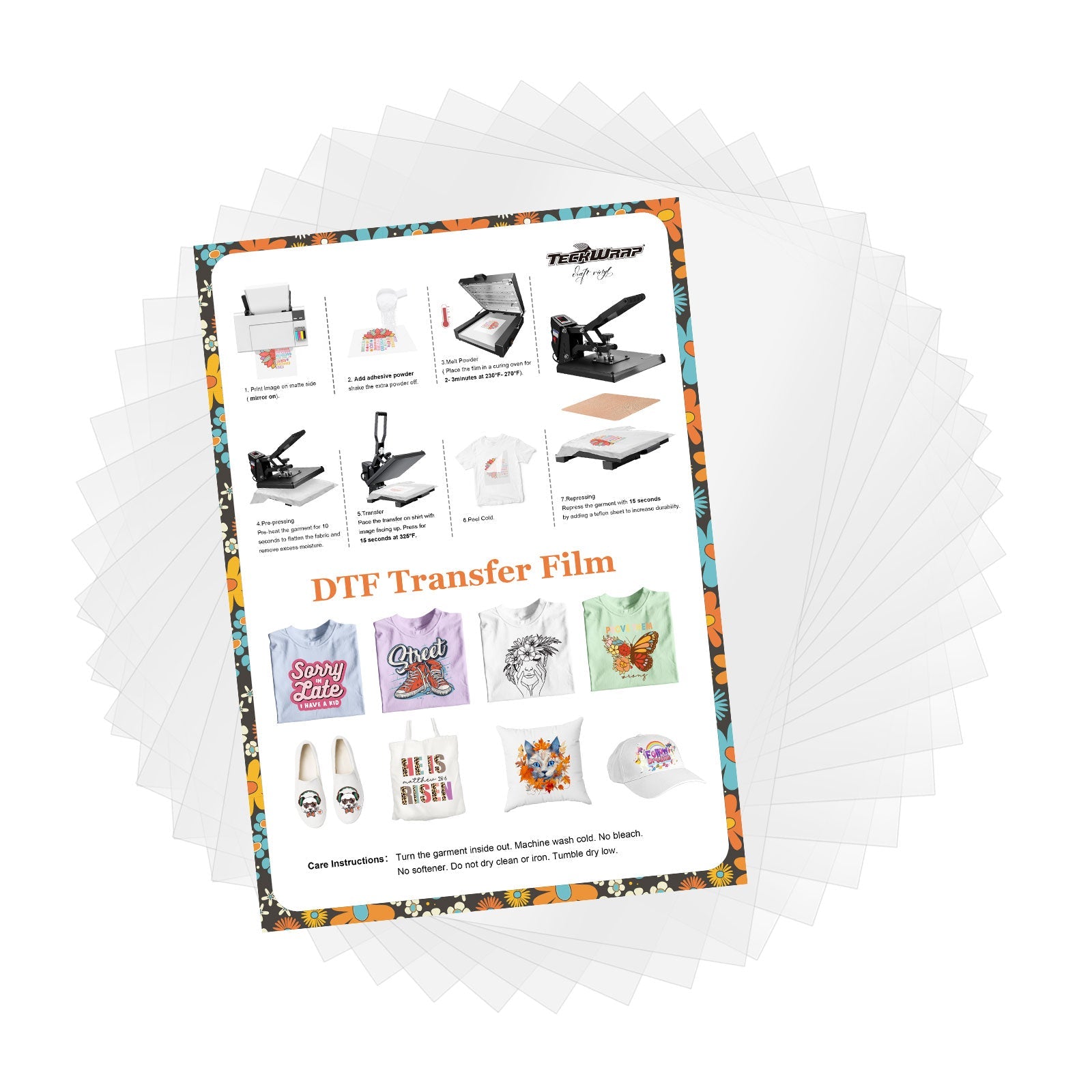 TeckWrap DTF Transfer Film - Single Sided Matte Finish | 100 Sheets