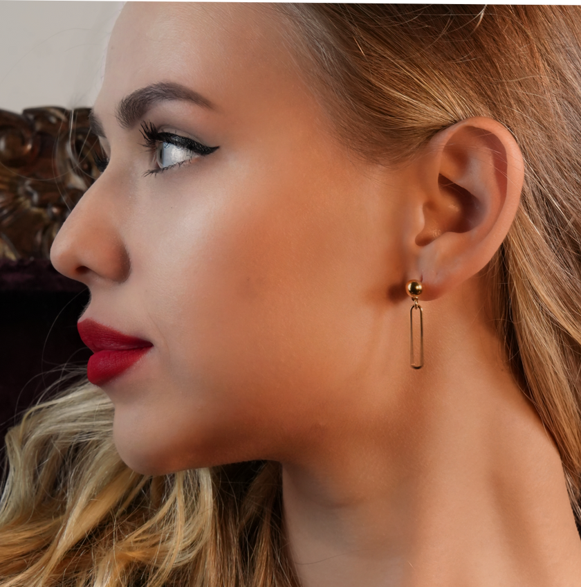 DULCE: Contemporary Paper-Clip & Ball-Bead Earrings
