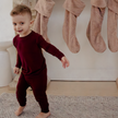 Burgundy Ribbed Bamboo 2-Piece Long Sleeve Jogger Set