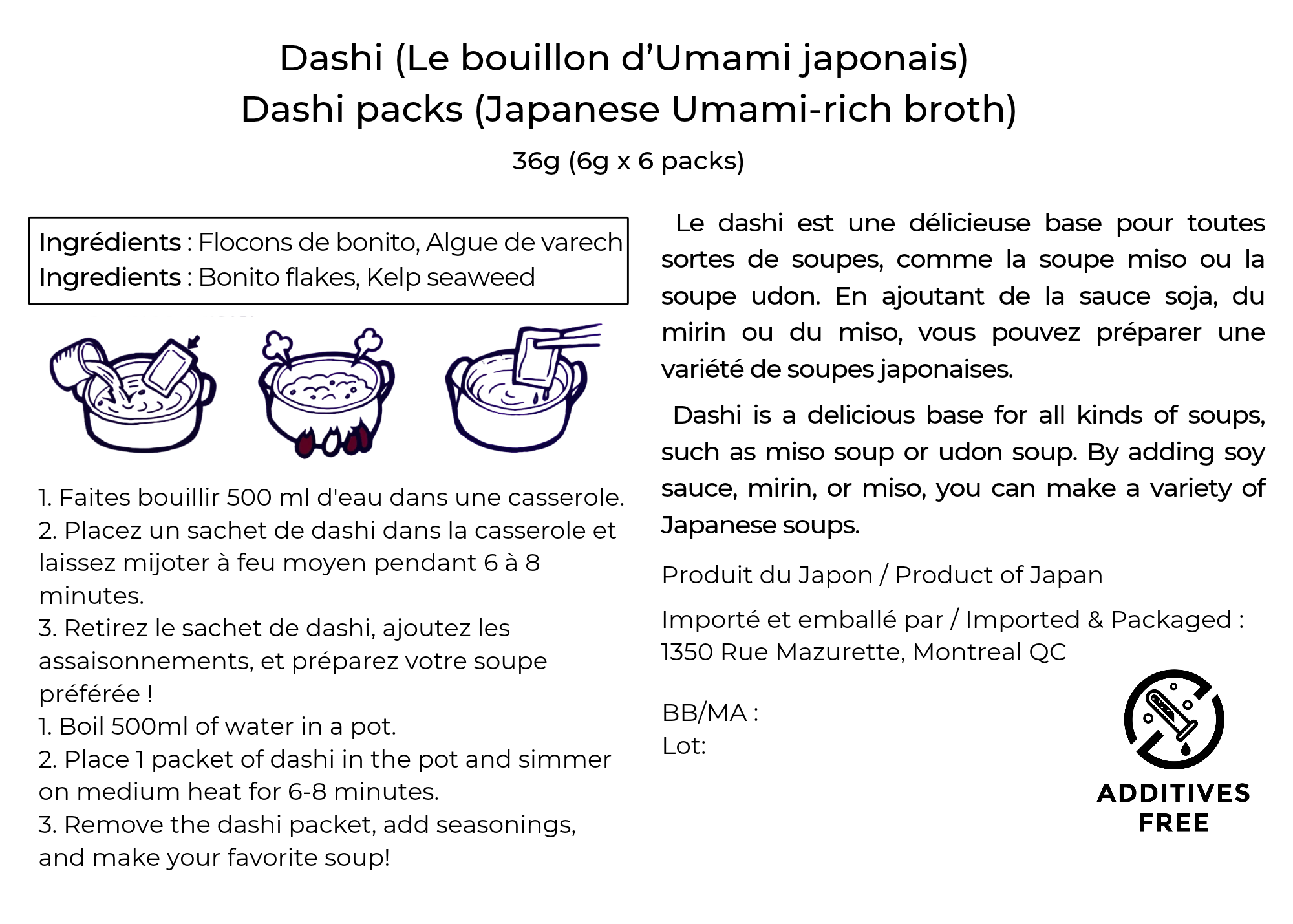 Dashi -bouillon d’umami- (6 dashi bags (1 bag serves 2 portions))