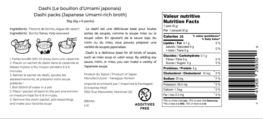 Dashi -bouillon d’umami- (6 dashi bags (1 bag serves 2 portions))