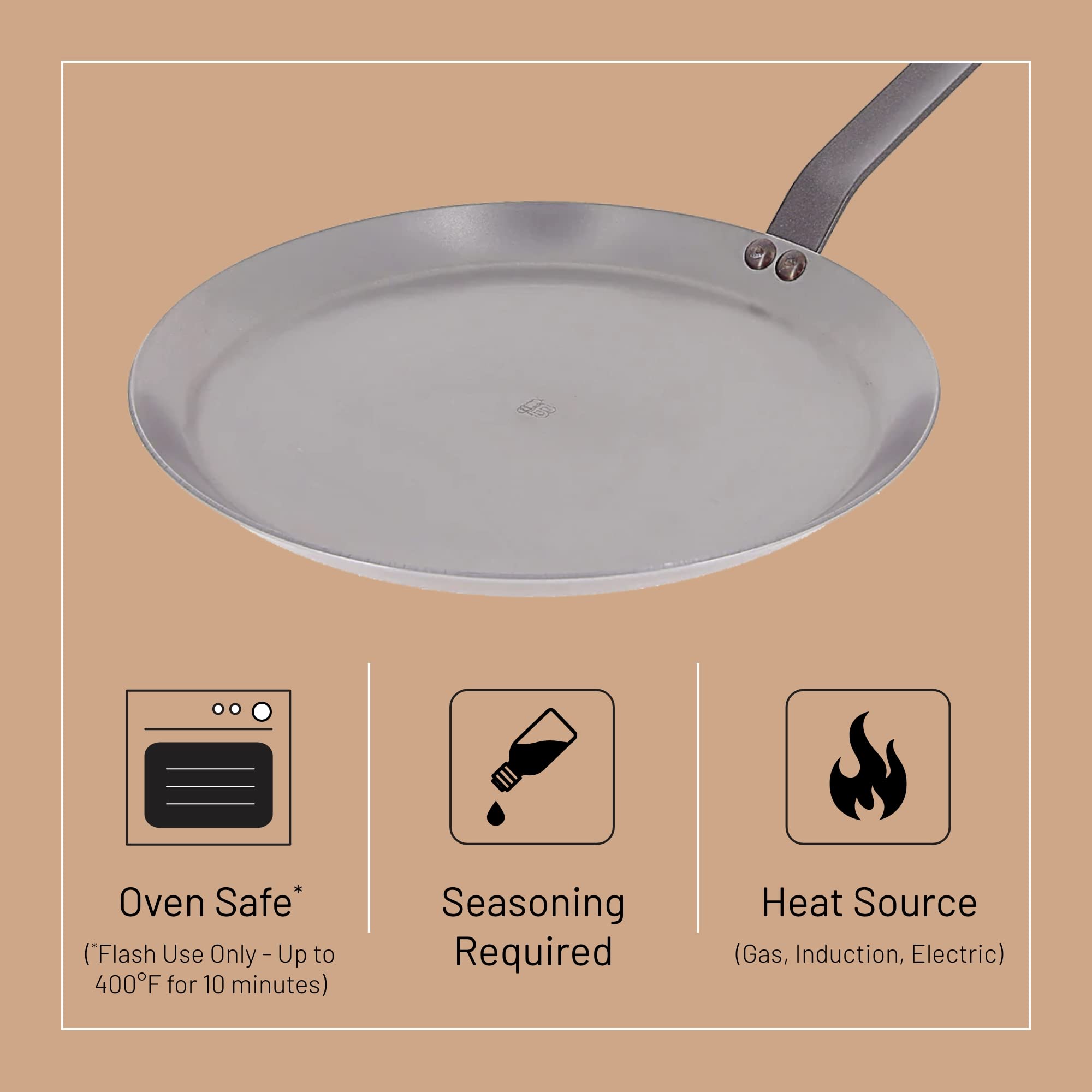 Poêle à crêpes en acier rond Debuyer - Mineral B Element, 26 cm
