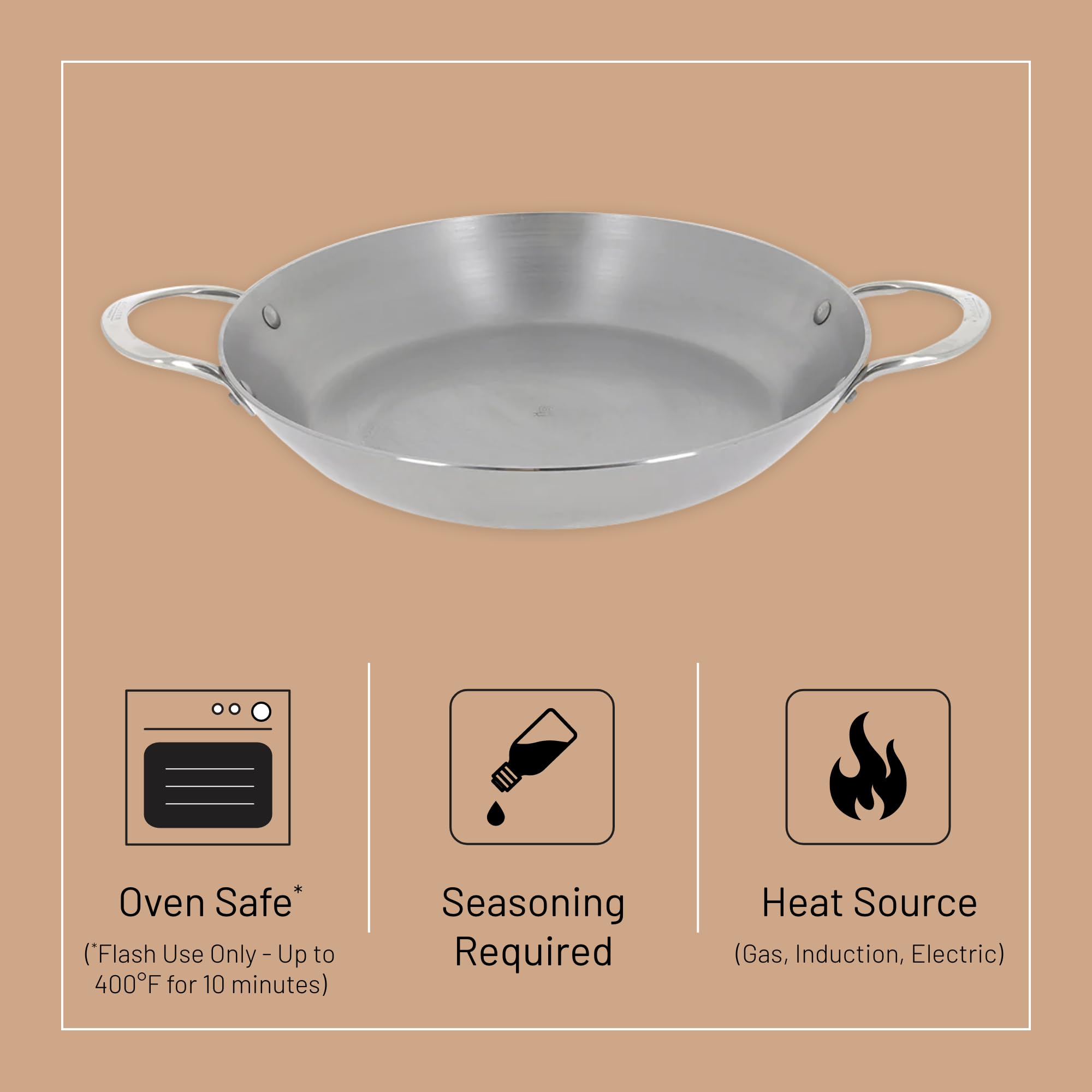Debuyer - Mineral B, Paella Pan 32cm 2 Handles