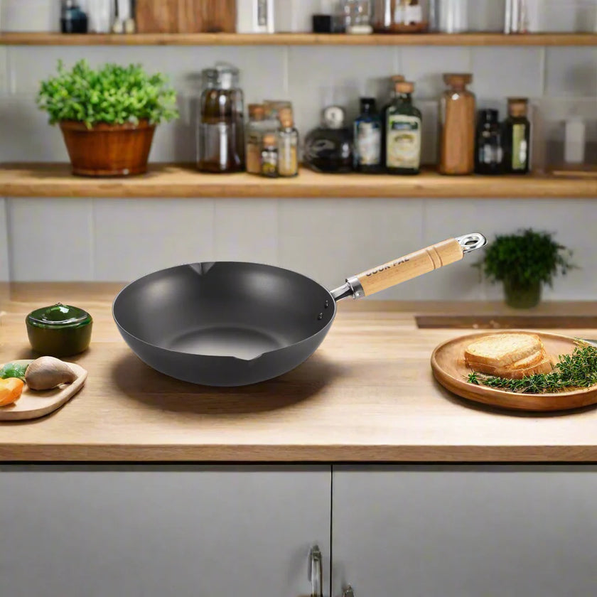 Yoshikawa Cook-Pal Ren Deep Frying Pan 28cm– Nitrided Carbon Steel, Made in Japan