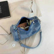 Denim Shoulder Simple Plaid Patchwork Underarm Women Bag