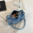 Denim Shoulder Simple Plaid Patchwork Underarm Women Bag