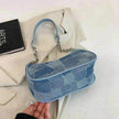 Denim Shoulder Simple Plaid Patchwork Underarm Women Bag