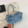 Denim Shoulder Simple Plaid Patchwork Underarm Women Bag